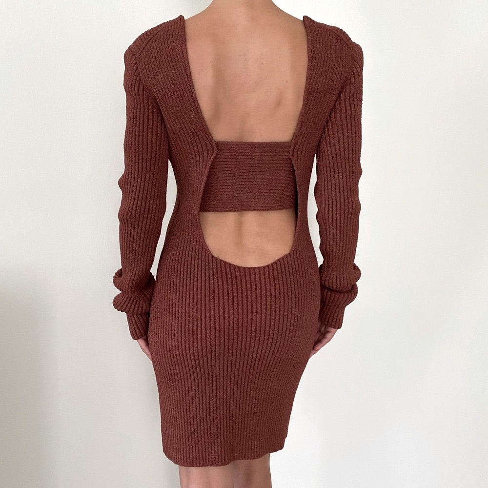 Bottega Veneta V-Neck Twist Knit Sweater Dress Women’s New - Picture 6 of 7